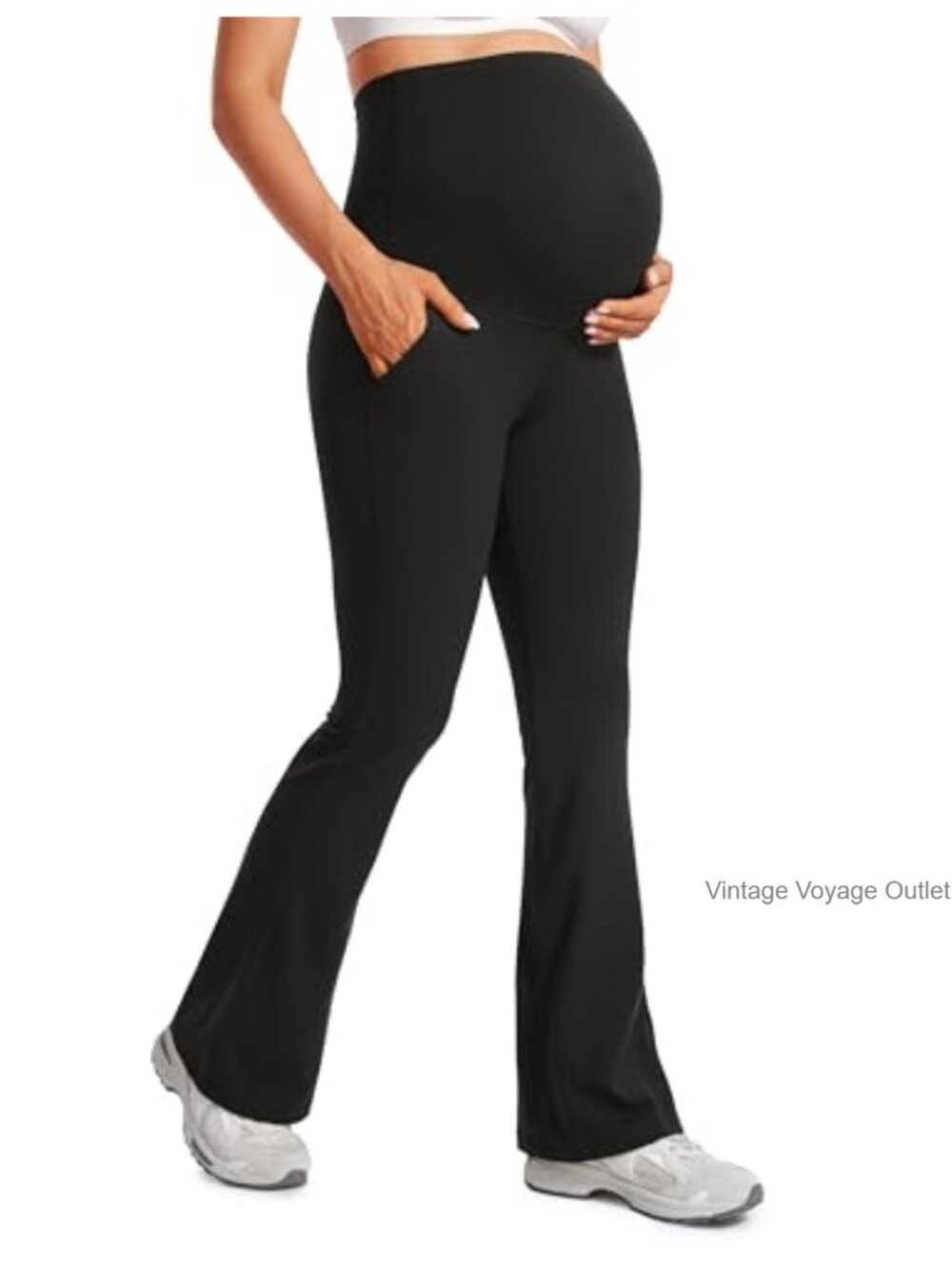 Butterluxe Maternity Flare Legging High Rise Yoga Pants with Pockets